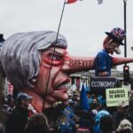 Brexit - people rallying near in city