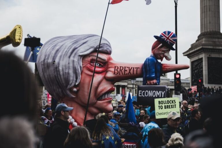 Brexit - people rallying near in city