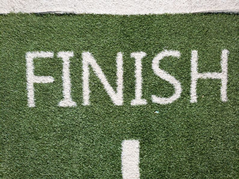 End Finishing - green and white i love you printed textile