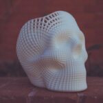 3D Printed - white human skull 3D artwork