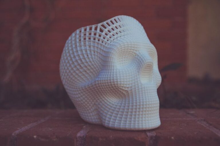 3D Printed - white human skull 3D artwork