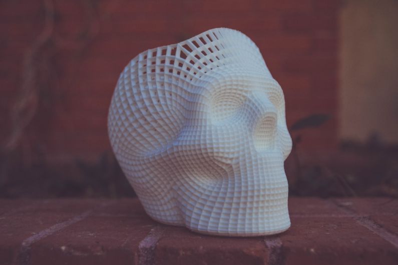 3D Printed - white human skull 3D artwork