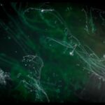 Forming Fluids - green and white light digital wallpaper
